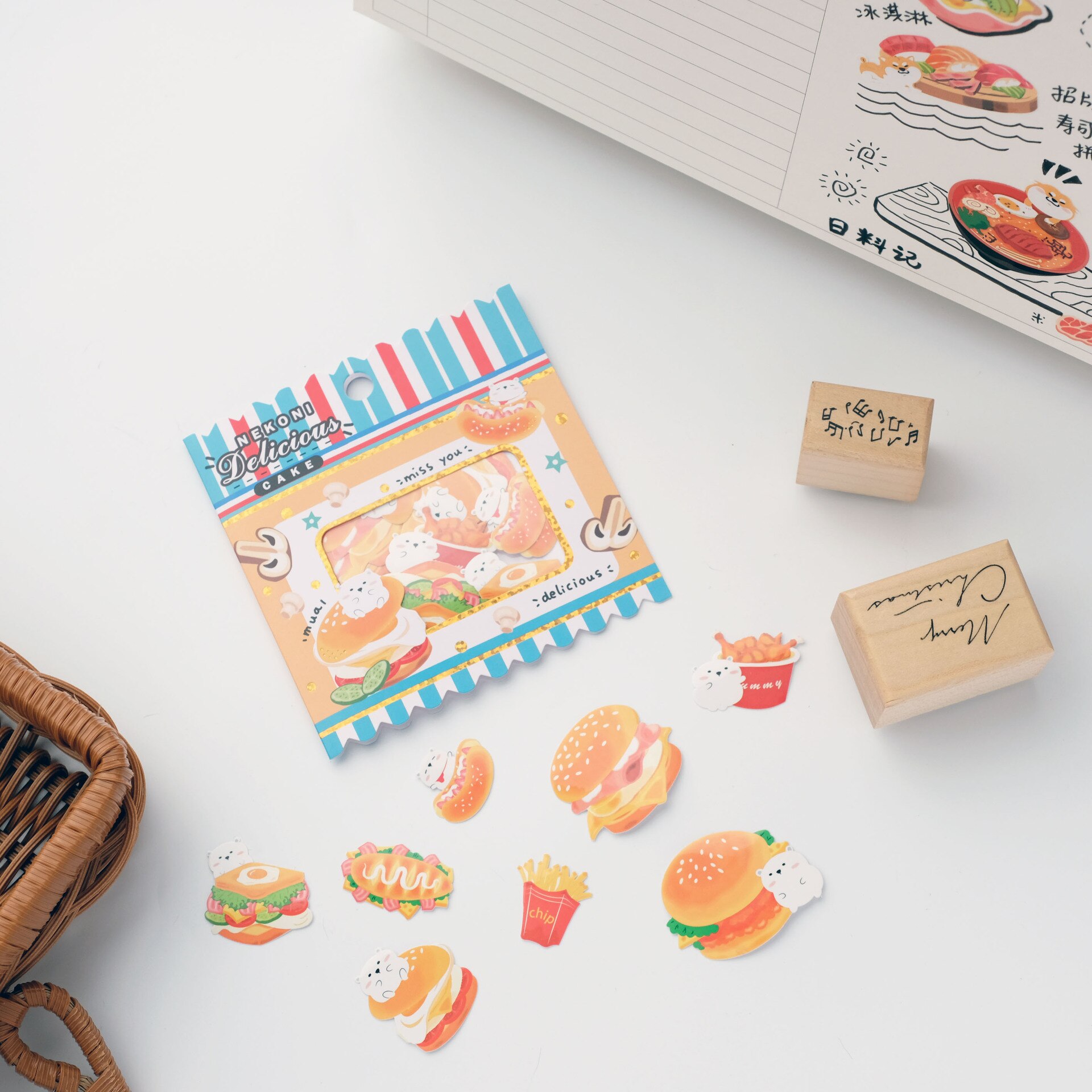 Söpöt japanilaiset astiatarrat scrapbookingiin japanilaiset ruoat roskakirjapäiväkirja tarra tee itse harrastus sisustus askartelutarvikkeet paperitavarat