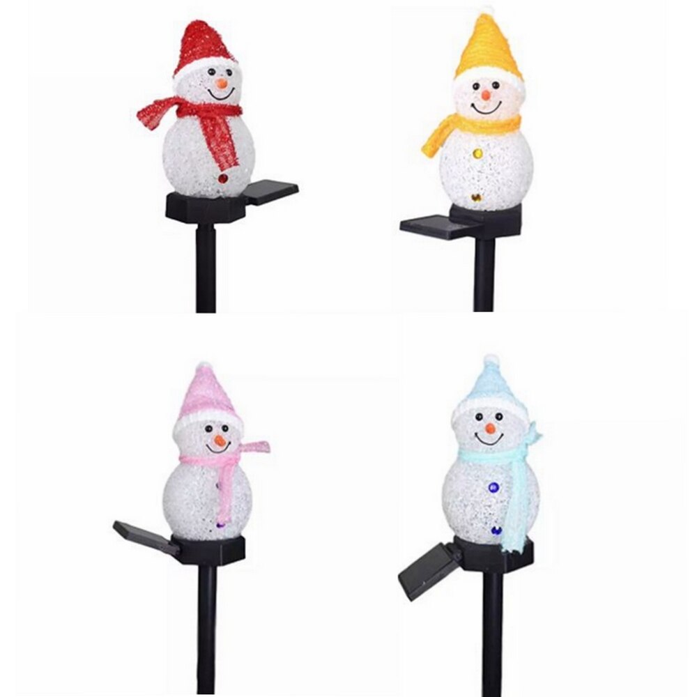 Decoración de jardín al aire libre, luz LED para césped, paisaje , luz Solar de Navidad, serie de dibujos animados, muñeco de nieve, lámpara de tierra, plataforma: 4 Pcs