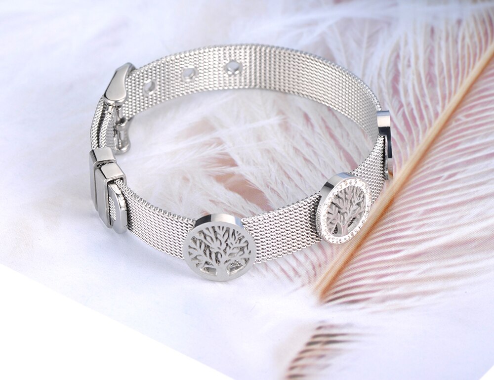 Lokaer Originele Cz Boom Charm Armbanden Sieraden Voor Vrouwen Rose Goud Rvs Verstelbare Armband B19095