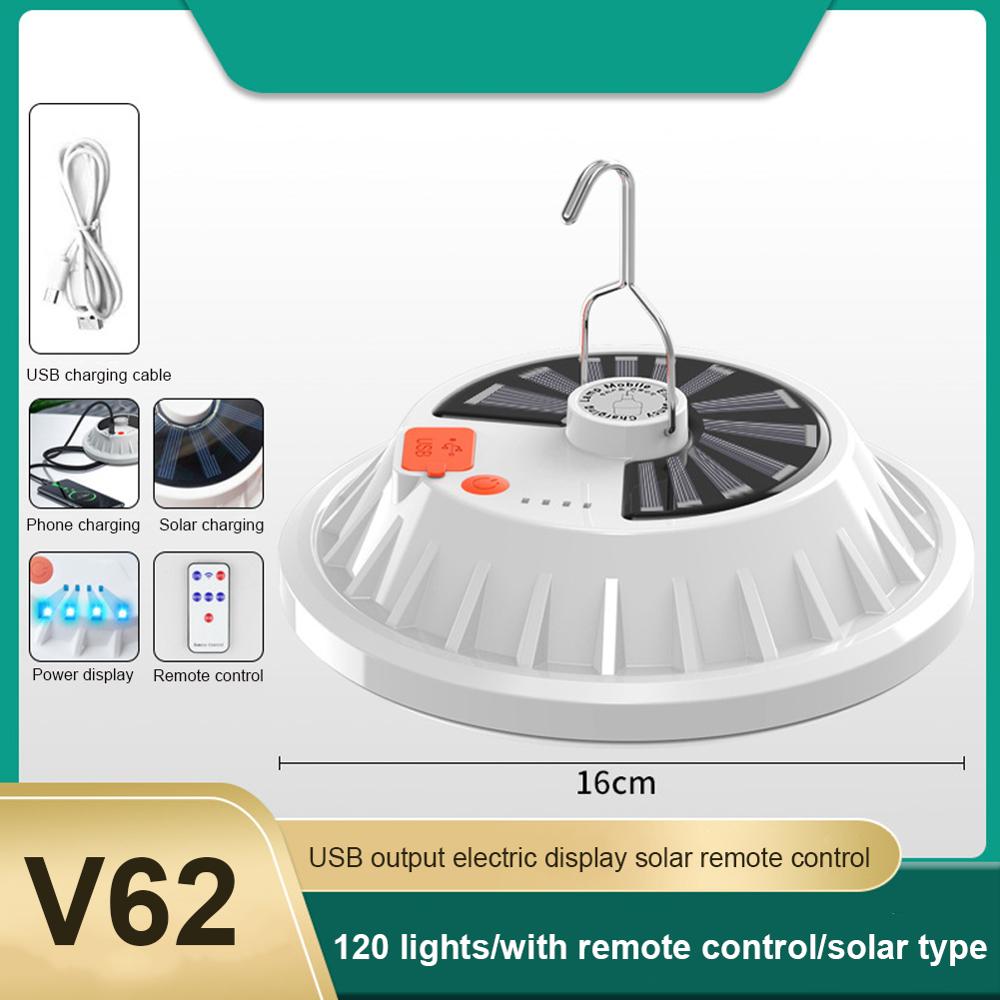300W Rechargeable LED Bulb Lamp Remote Control Solar Charge Lantern Portable Emergency Night Market Light Outdoor Camping Home: D
