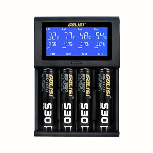 Golisi I4 ladegerät 2A schnelle Ladung Intelligente LCD Ladegerät schnell Ladung Für 18650 21700 26650 Li-Ion Ni-Mh Ni-CD AAA Batterie: EU