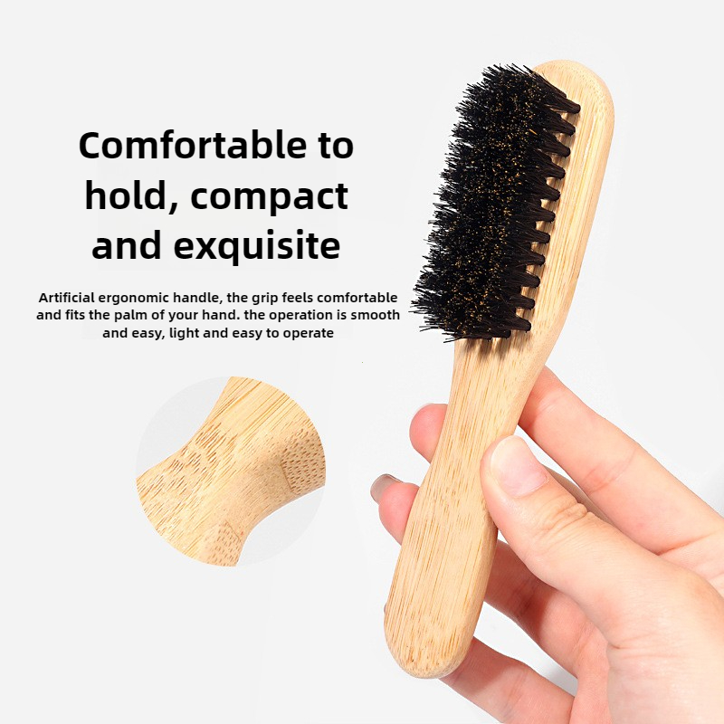 Brosse à cheveux en poils de sanglier pour chignon en queue de cheval et lissage des poils de bébé, mèches, contrôle des bords, peignage et taquin