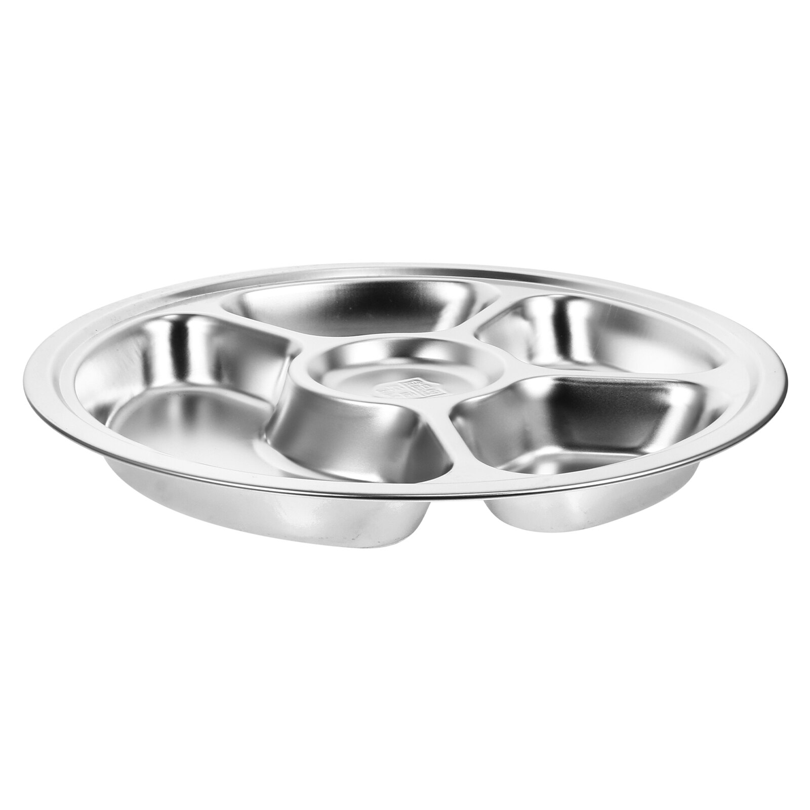 1pc Durable Stainless Steel Food Serving Tray Compartment Tray for Restaurant