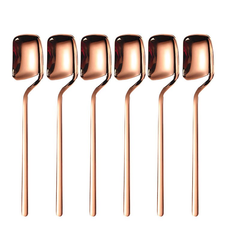 6pcs/set Demitasse Espresso Spoons Mini Coffee Spoons 5.6 Inche Dessert Sugar Tea Ice Cream Spoons Dessert Cake Fruit Forks Set: RoseGoldSpoon6pcs