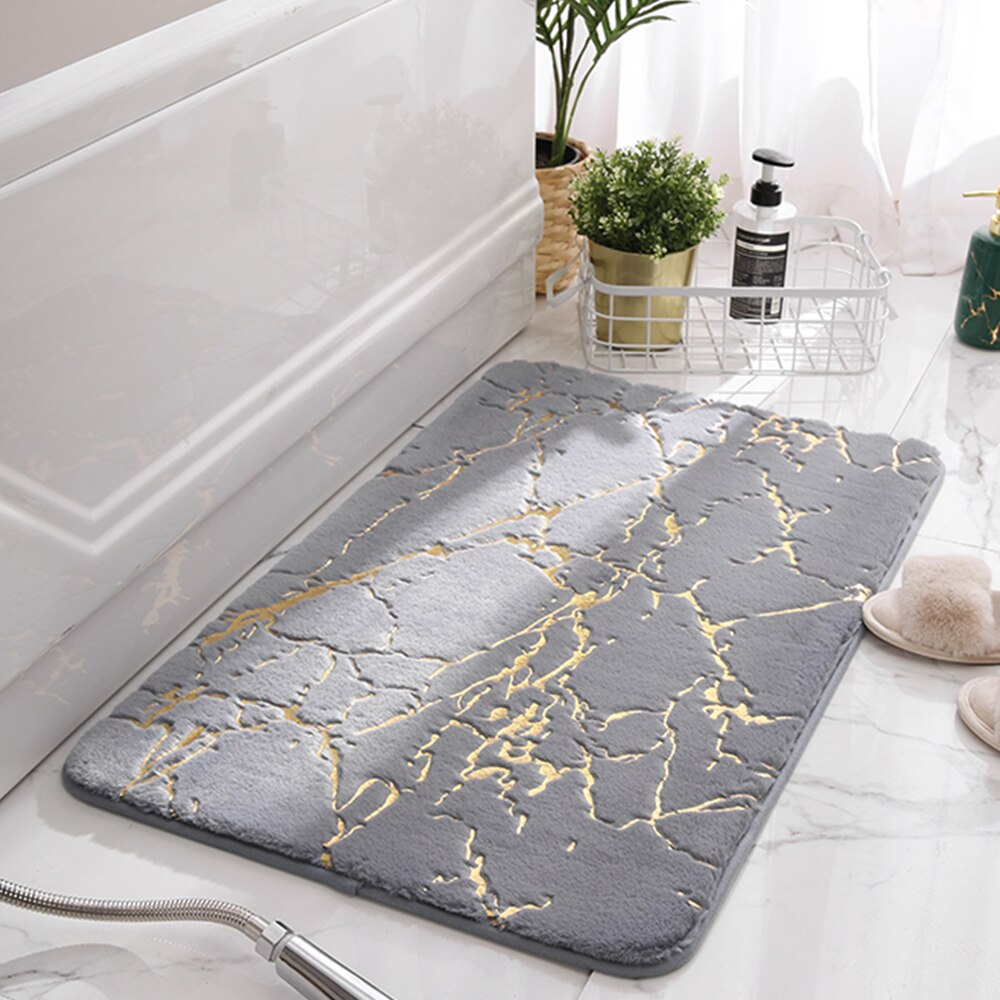 Tapis de bain antidérapants Super absorbant douche salle de bain tapis doux toilette sol Faux lapin cheveux tapis pour décor à la maison 4 taille 5 couleur: gray / 40x60cm
