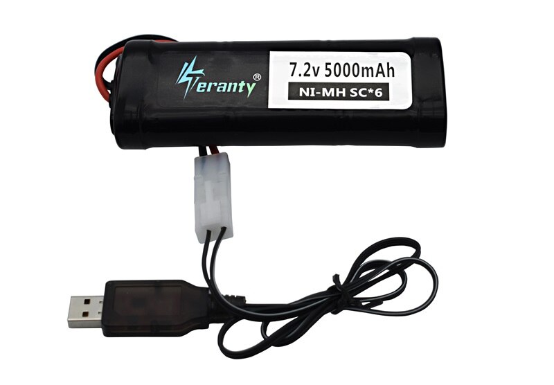 7.2V 5000mAh SC Ni-Mh batterij en 7.2v lader voor RC speelgoed tank auto Vliegtuig Helicopter Met Tamiya connectors 1/16 7.2v batterij: Yellow