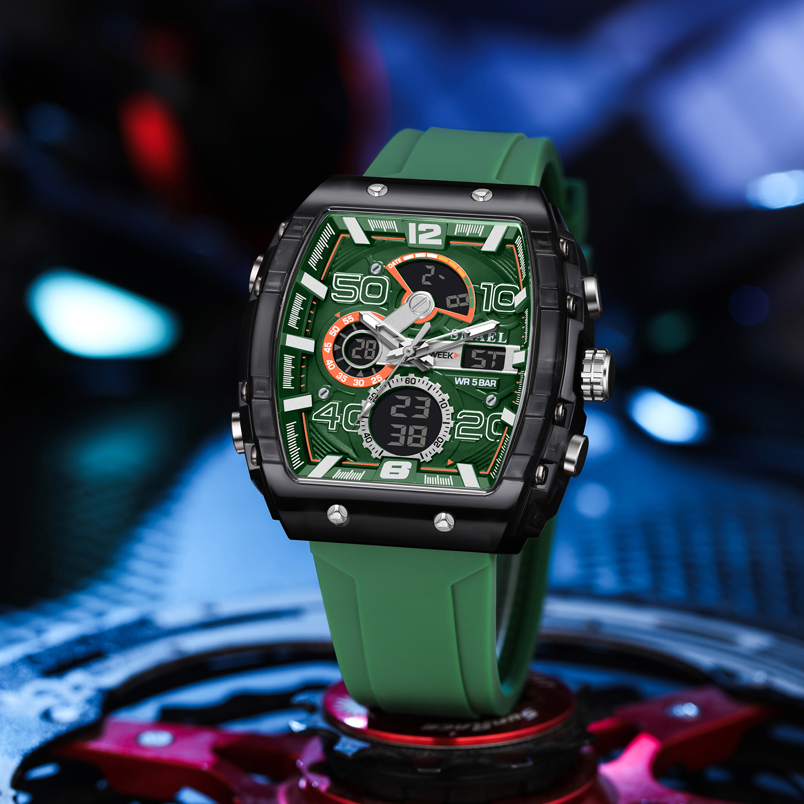 SMAEL 8109 Neue elektronische uhr quadrat Dual Anzeige wasserdicht leuchtende Multi-farbe Für Männer