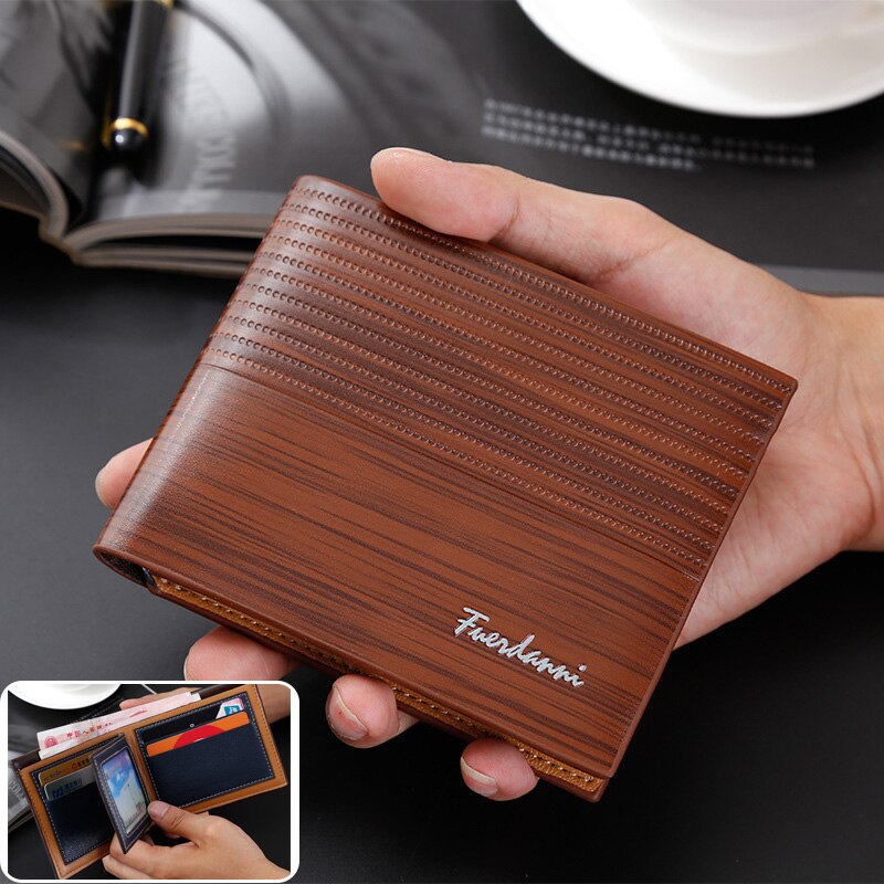 Luxe Heren Portemonnee Lederen Solid Slim Portefeuilles Mannen Pu Leather Bifold Korte Credit Card Houders Portemonnees Zakelijke Portemonnee mannelijke: 3450 Brown