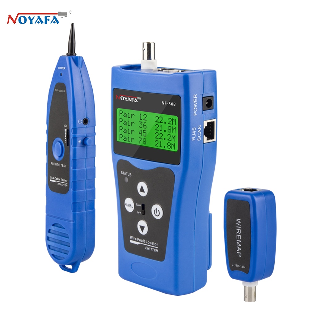 Noyafa nf -308 måling netværk lan kabellængde kabel kontinuitet test wire tracker  rj45 rj11 ethernet usb bnc kabel tester