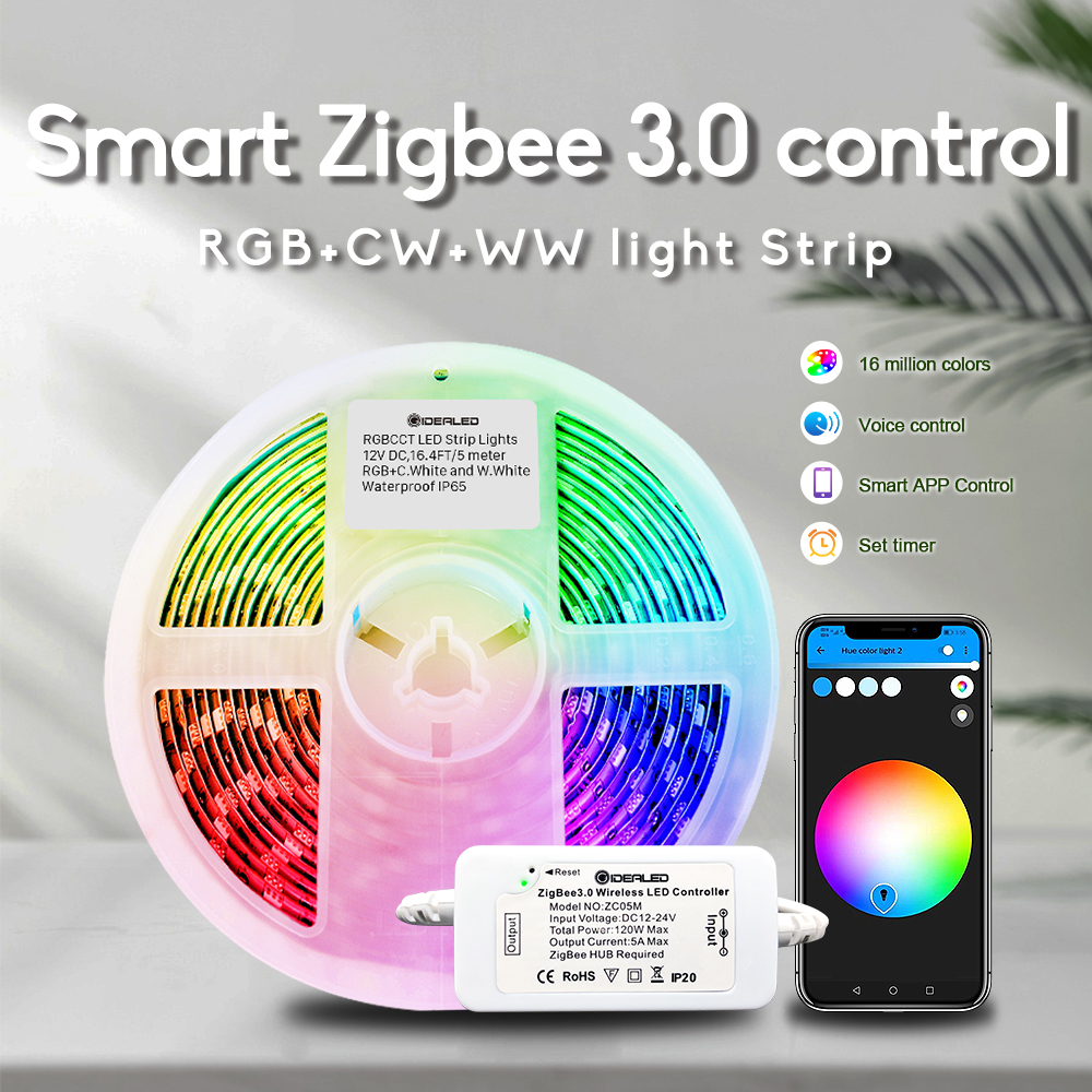 Smart zigbee 3.0 rgbcct led valonauhat ohjain himmennettävä tunnelma led kit 5m yhteensopiva kaiku plus alexa ääniohjaus