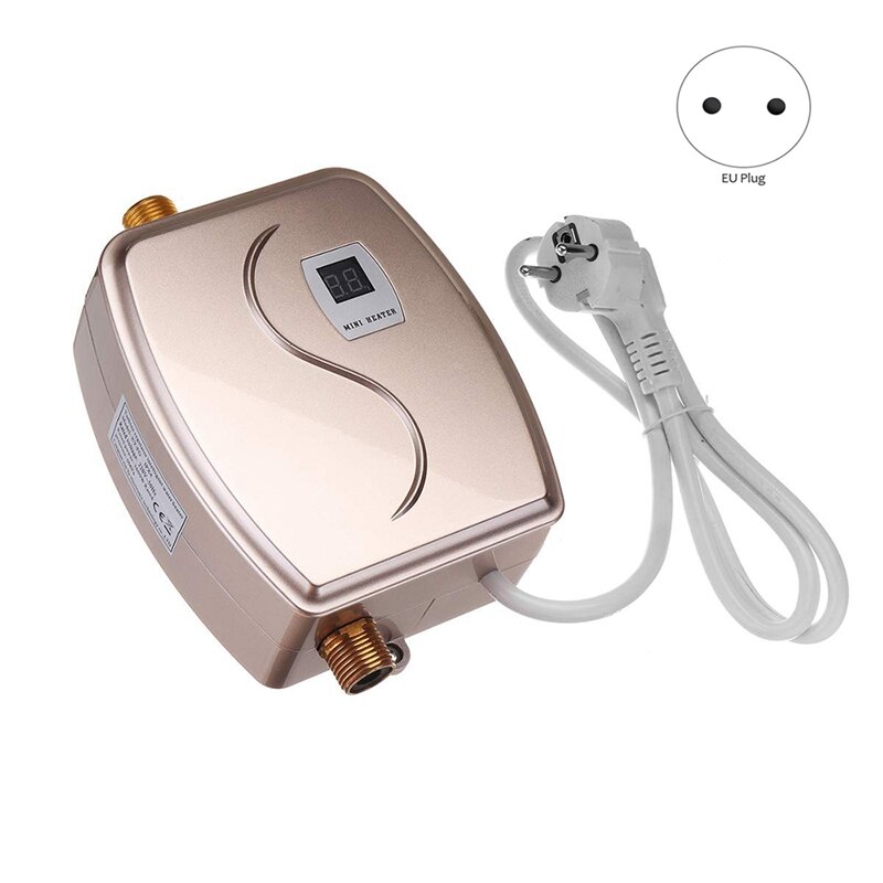 3800W Mini Elektrische Boiler Instant Verwarming Led Display Elektrische Boiler Lekkage Bescherming Keuken Eu Plug Goud