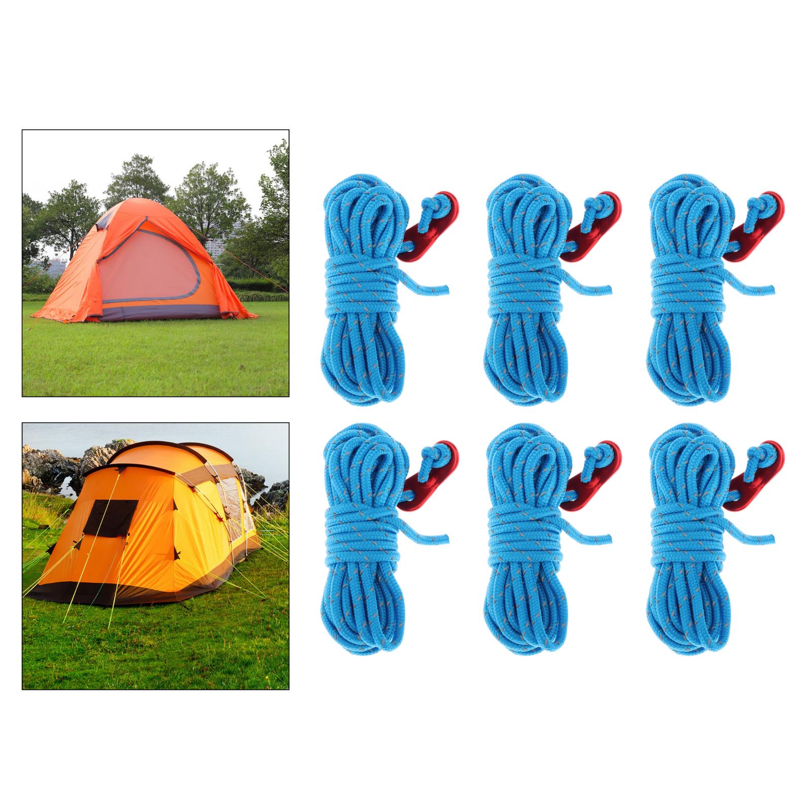 6Pcs Reflecterende Paracord Touw Dia.4mm Voor Survival Parachute Cord Lanyard Camping Klimmen Camping Touw Wandelen Waslijn: Blauw