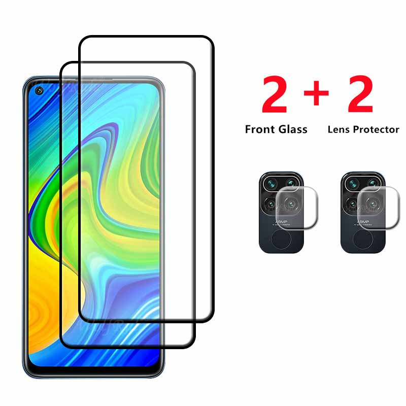 Cristal templado para Xiaomi Redmi Note 9 Pro 9S Redmi 9C NFC, Protector de pantalla de cobertura completa, película de lente Redmi Note 9 Pro: Negro /  Opción6