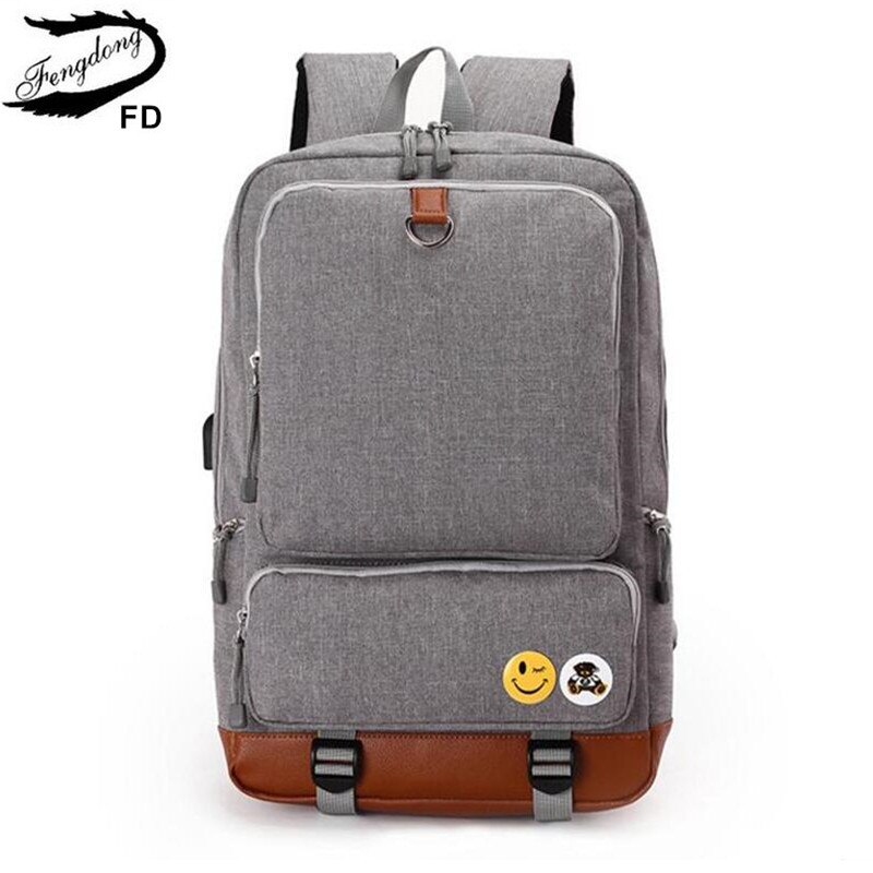 Fengdong school backpacks for boys black laptop computer backpack kids school bag bagpack men travel bags backpacks for children