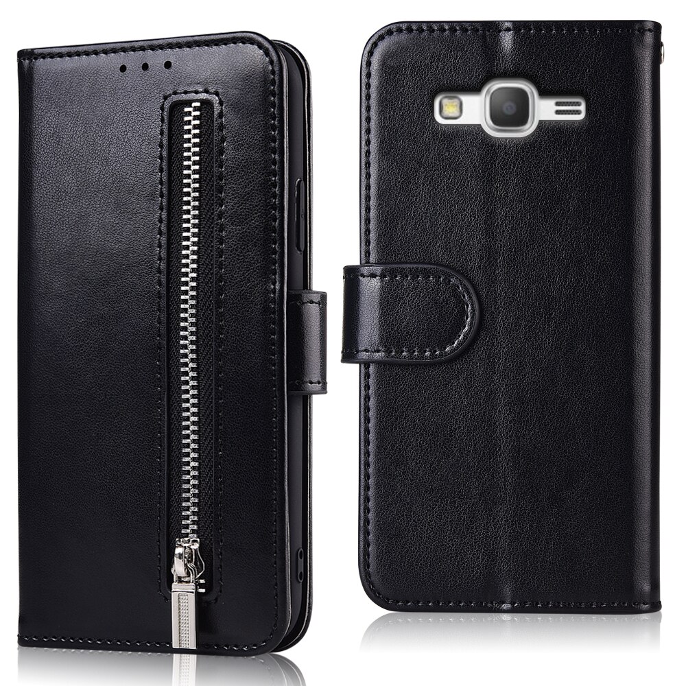 Für Auf Samsung Galaxy J7 Neo (Nxt) fall Zipper Flip Brieftasche Ledertasche Für Samsung J7 Neo (Nxt) Abdeckung Für J7 Neo (Nxt): 61zipper--Black