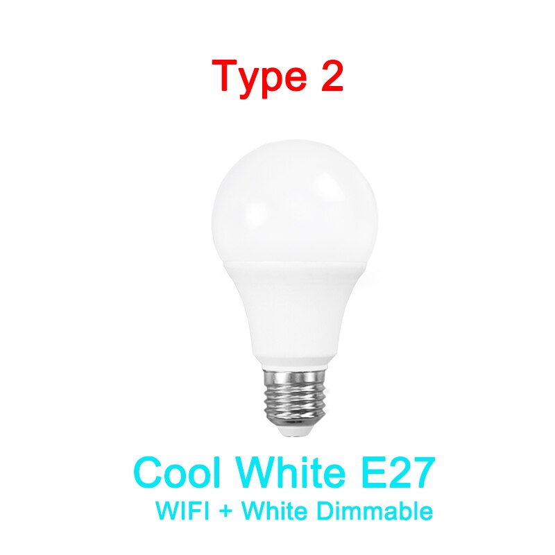 Ewelink wifi smart pære  e27 led rgb lys lampe arbejde med alexa / google hjem rgb + hvid dæmpbar timer funktion 9w: Type 2