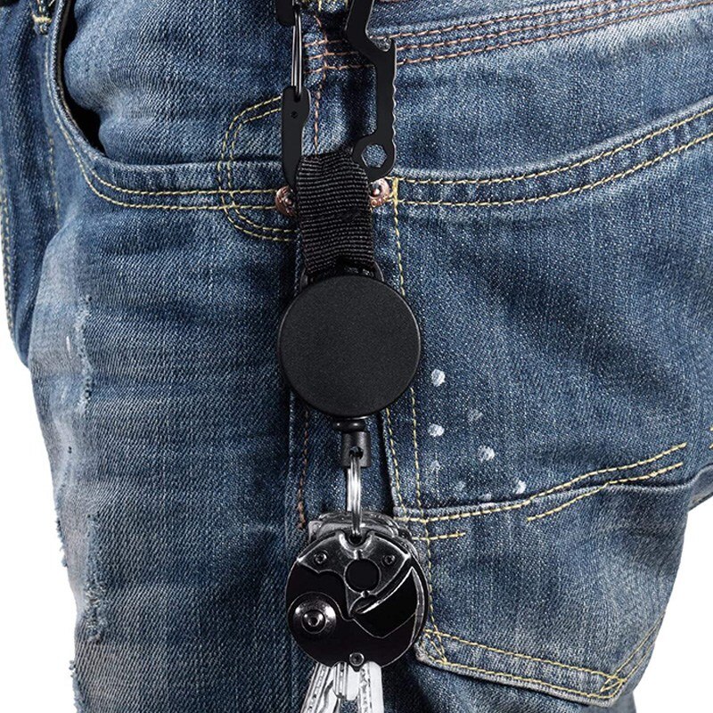 5 Pack Retractable Keychain Badge Holder Reel with Belt Clip, Steel Wire Cord and D Shape Key Ring for Key Holder