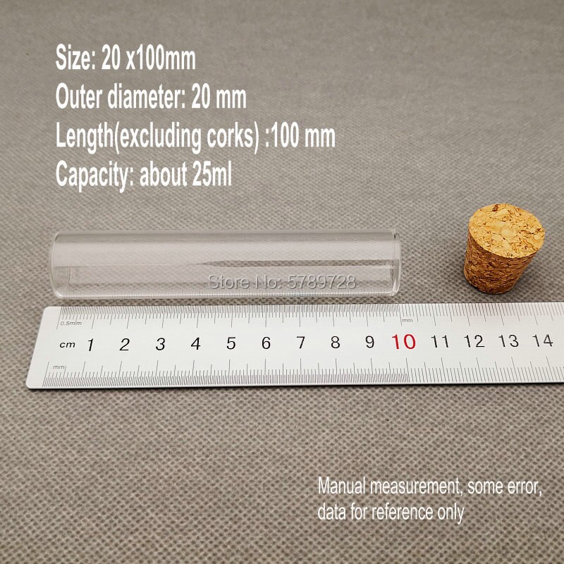50 teile/los 20x100mm Glas Flachen boden reagenzglas mit korken, Verdickt Labor glas reaktion schiff