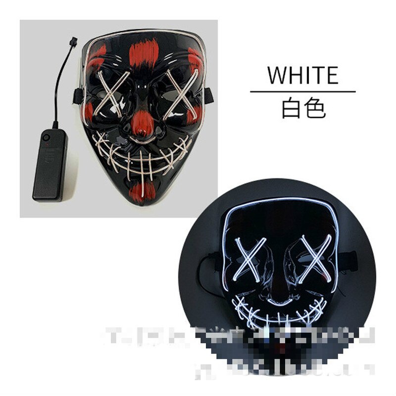 Halloween Luminous Mask Glitter Blood Horror Thriller LED Party Mask Party Mask Luminescent Carnival Light Mask: WHITE