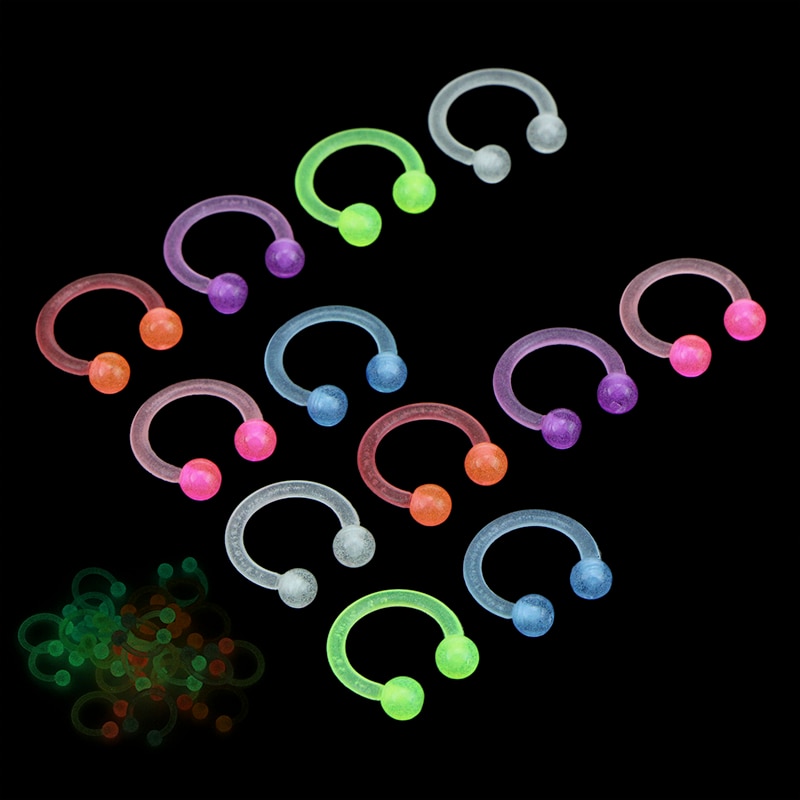 10 pièces/20 pièces acrylique barre lumineuse lèvre langue nez Septum oreille anneau goujon corps Piercing bijoux