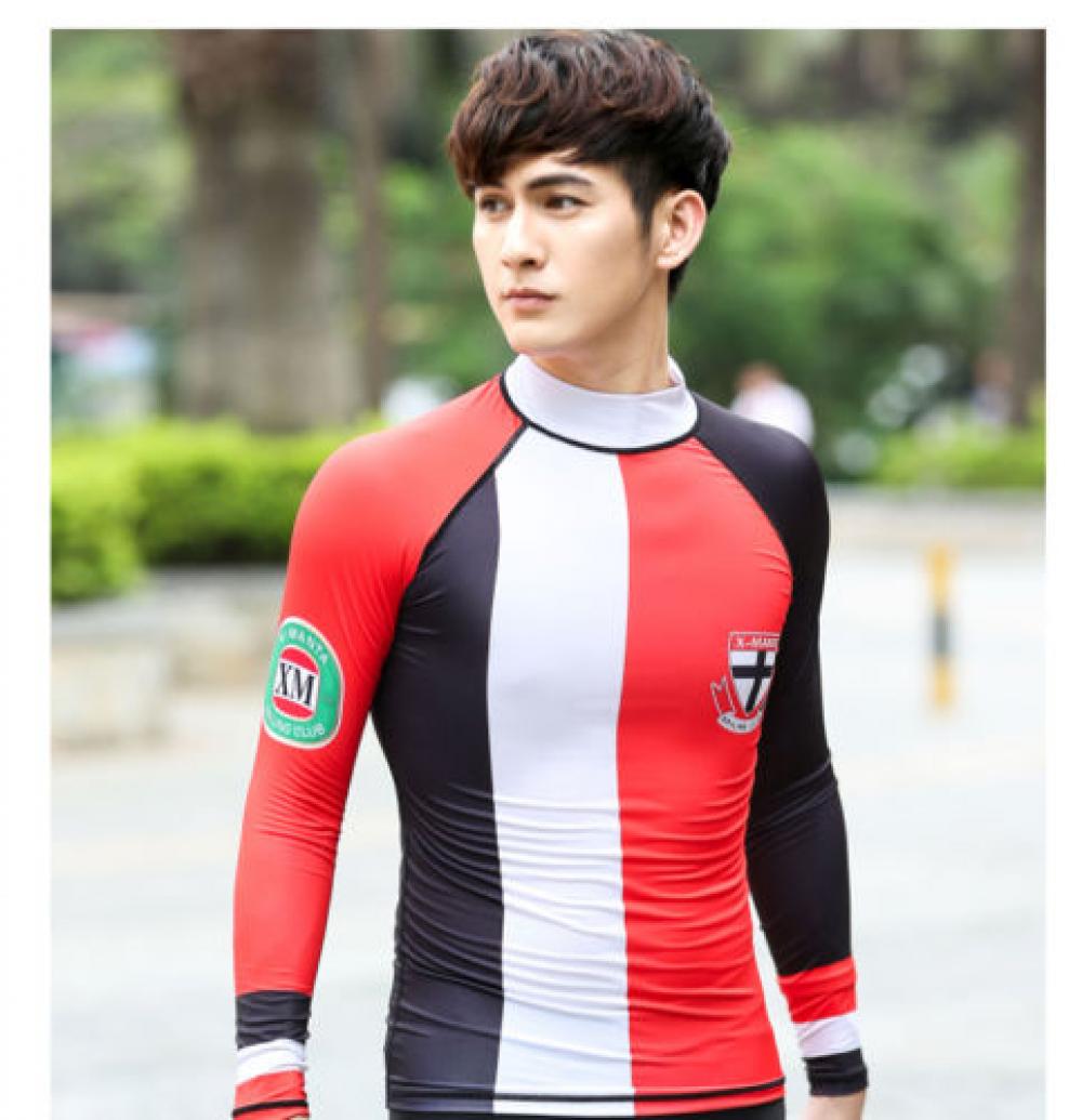 LS-647 Men Surf Diving Beach Suit Snorkeling Long Sleeve Shirt Swimwear Rash Guard Tops