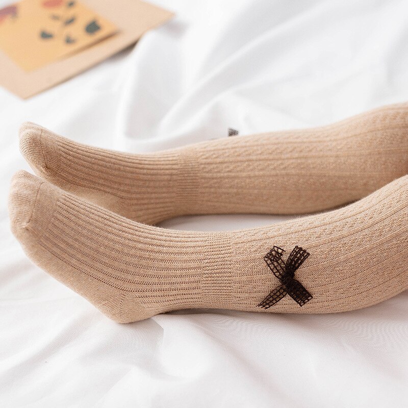 Cor sólida bebê menina collants bonito bowknot crianças meia-calça algodão macio bebê menina coisas primavera outono infantil criança meias
