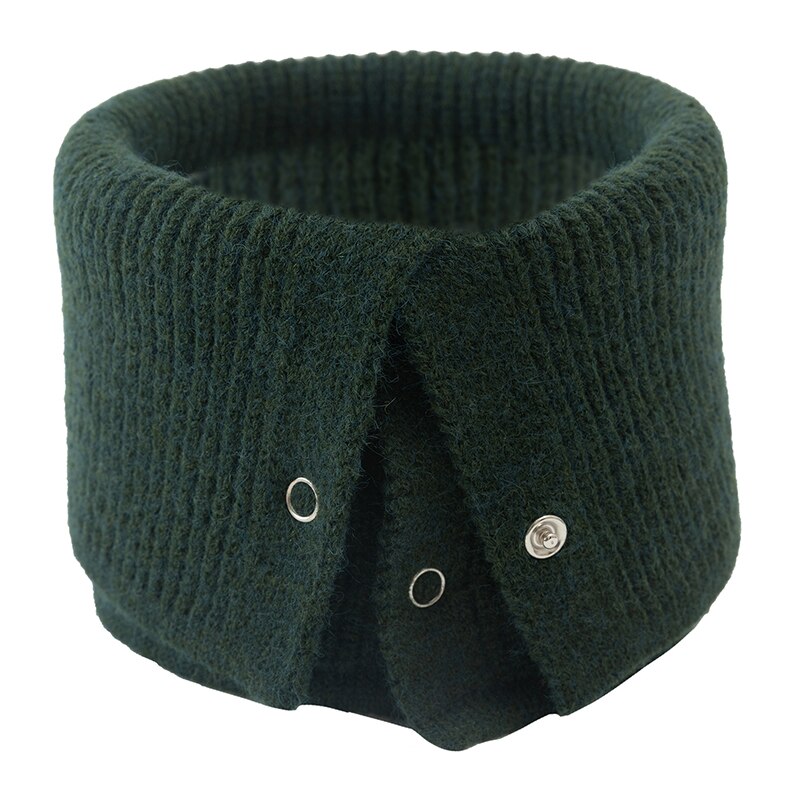 Casual warme neksjaals dames snood sjaal kraag ring sjaal winter knoop effen kleur vrouwelijke wollen gebreide sjaal: Groente