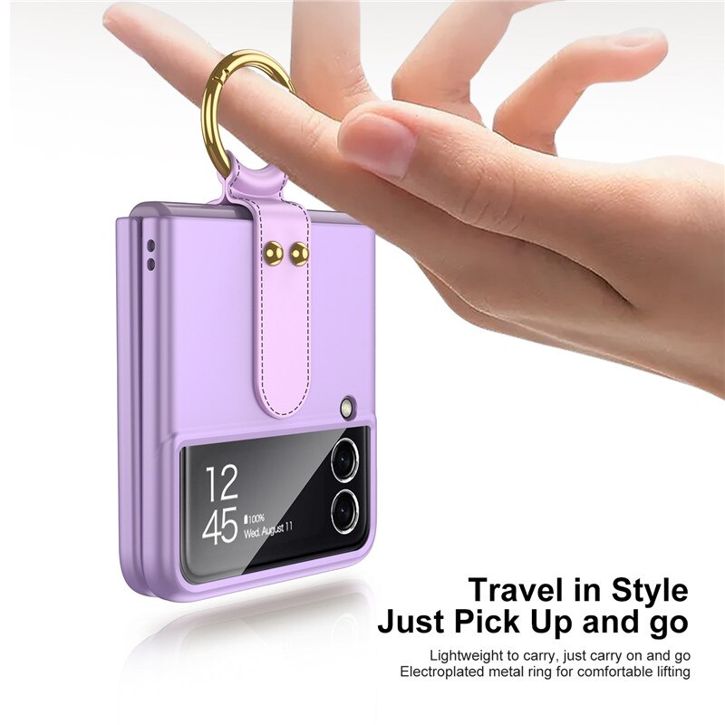 Custodia per Samsung Galaxy Z Flip 3 5G Cover per anello per dito con penna stilo custodia rigida per Slot per penna in plastica dura opaca