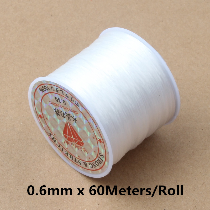 Cordón elástico fuerte para cuentas de cristal, 60M, 0,5-1,2mm, pulsera, collar, hilo elástico para fabricación de joyería, línea Flexible Diy: Oro