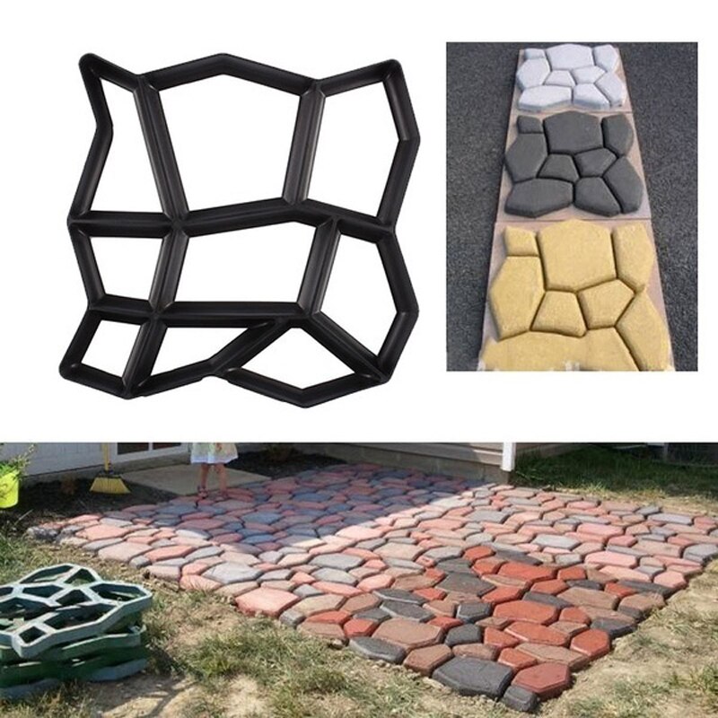 9Styles DIY Driveway Patio Stone Path Walk Maker Garden Decor Garden Road Mold Paving Concrete Stepping Pavement Mold Decor