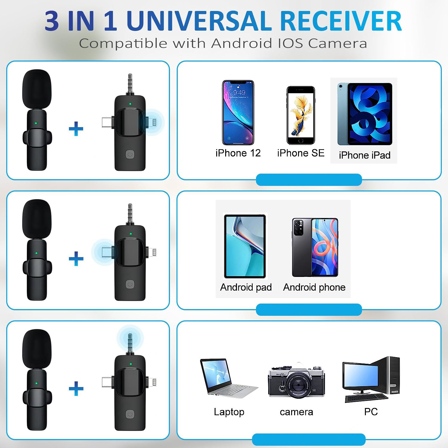 Wireless Lavalier Microphone K15 for iPhone Android 3.5mm for radio Live Recording Noise Reduction Mini Microphone