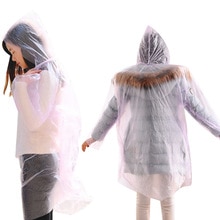 Disposable PVC Raincoat Rainwear Suit Thickened Waterproof Rain Poncho Coat Adult Clear Transparent Camping Hoodie