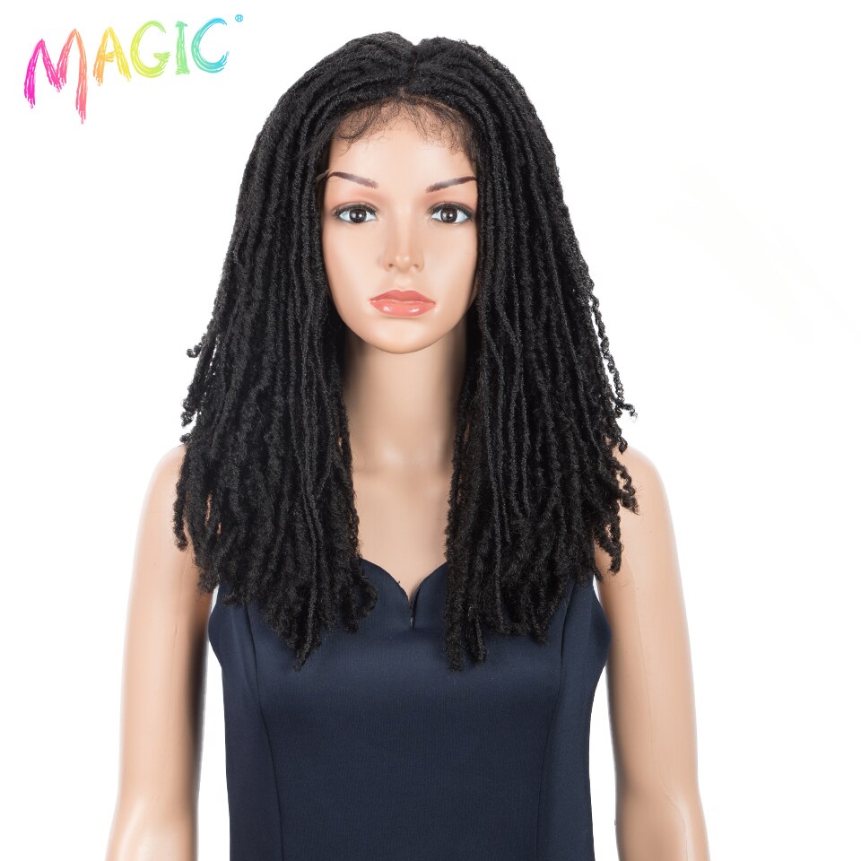 Magic 22inches Crochet Wig Braids Twist Synthetic Lace Wig African Braided Hair Faux Locs Crochet Wig Heat Resistant: 1B