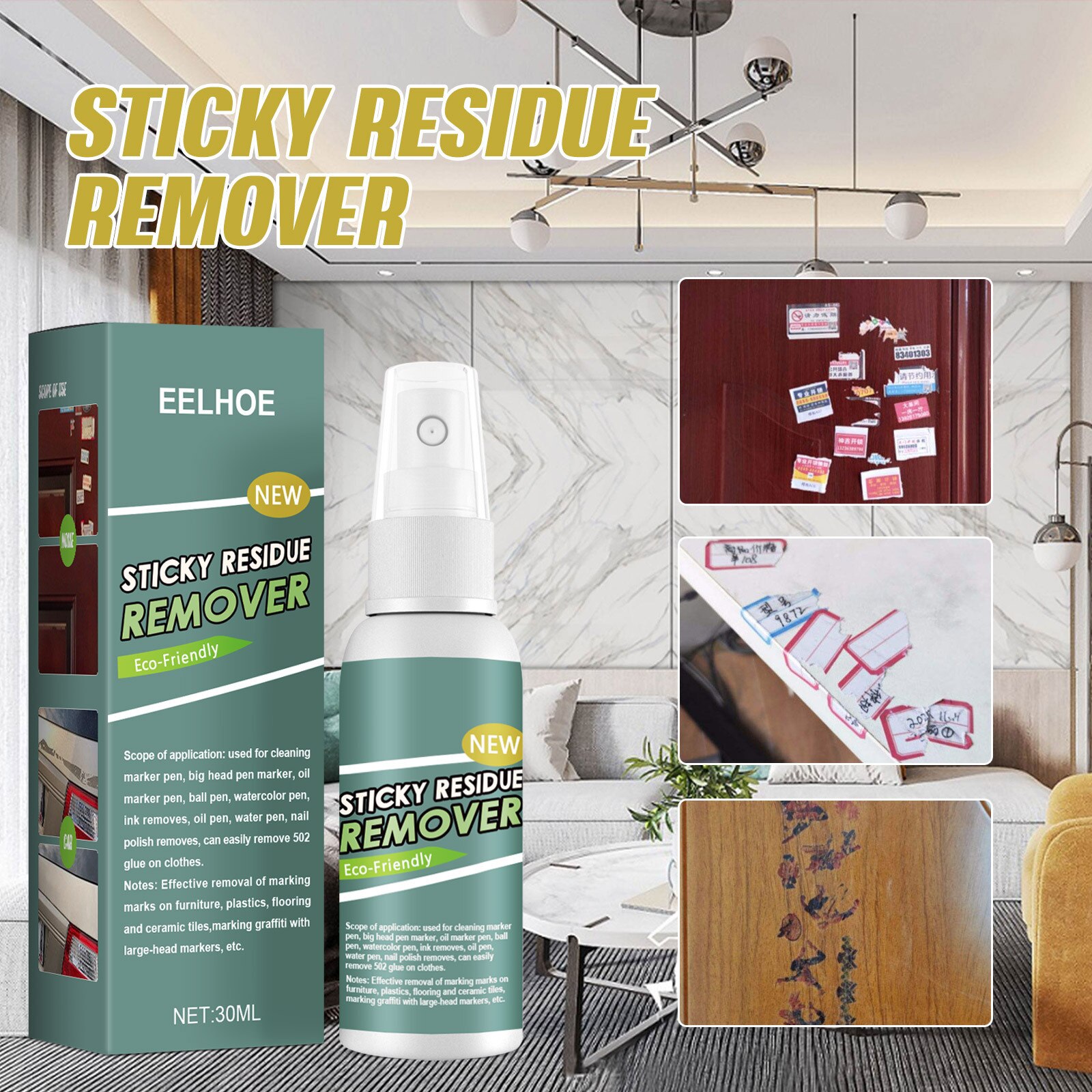 30ml Quick And Easy Sticker Remover Sticky Residue Remover Sticky Cleaner Spray For Car Glass Label Cleaner Adhesive Glue Spray