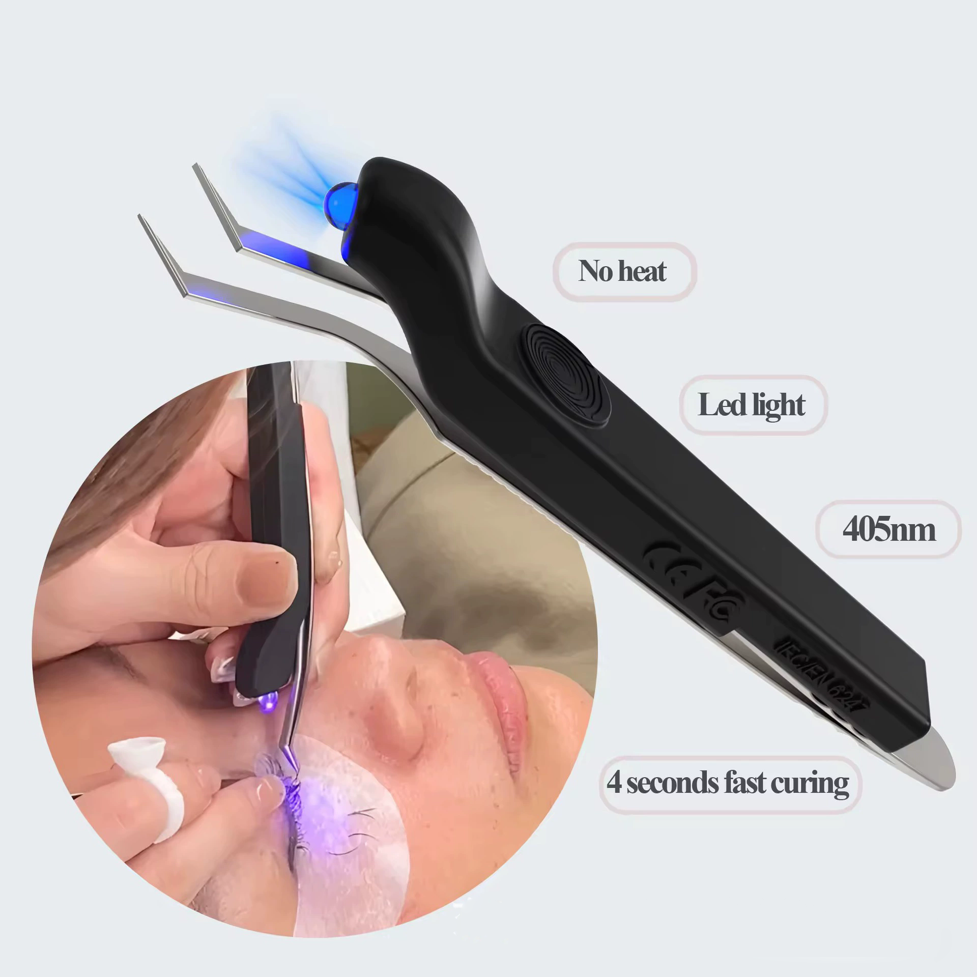 Ultraviolet (uv) pincet voor wimperverlenging, uithardingslamp met drukknop, oplaadbaar