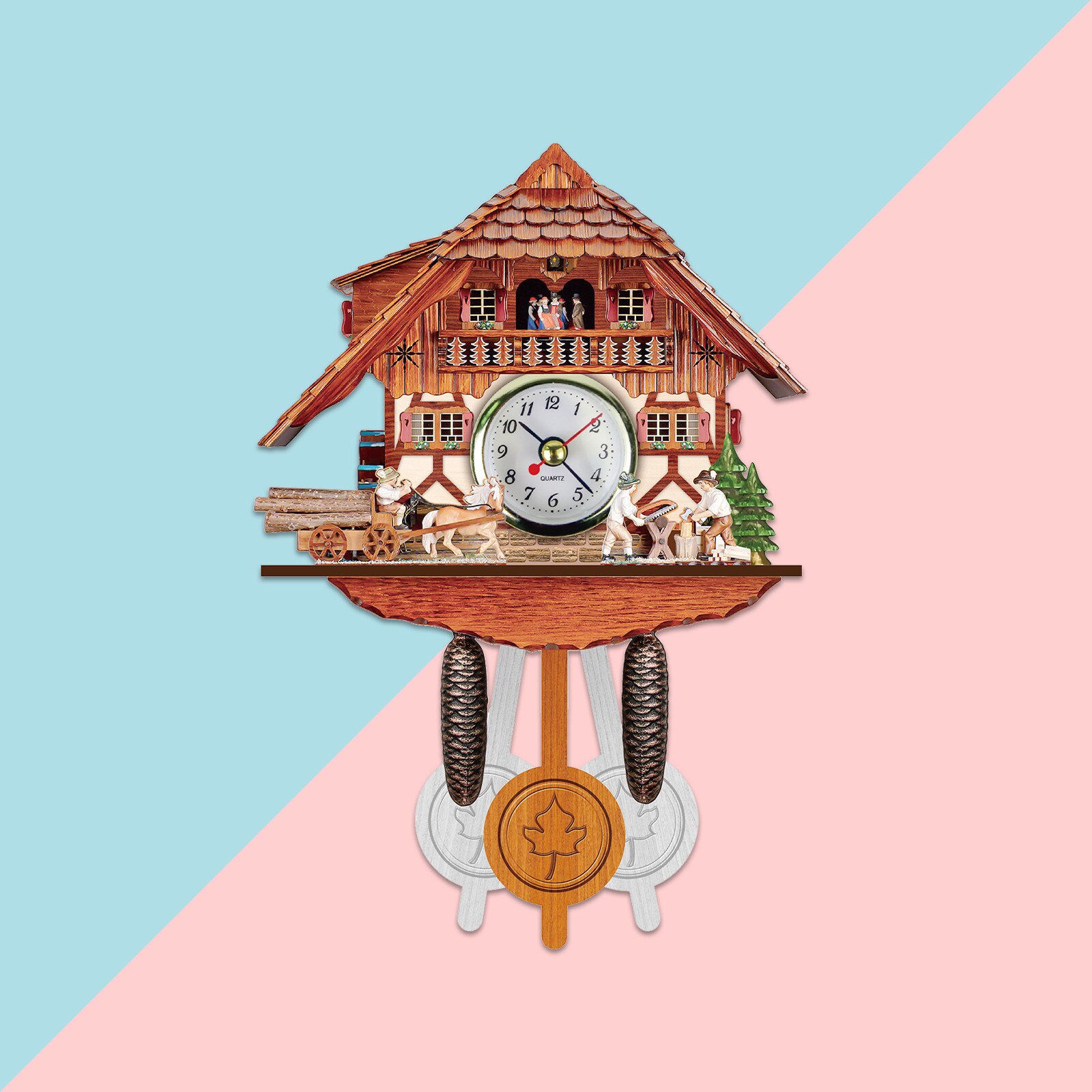 40# Antique Wooden Cuckoo Wall Clock Digital Bird Time Bell Swing Alarm Watch Wall Clock Home Art Decoration