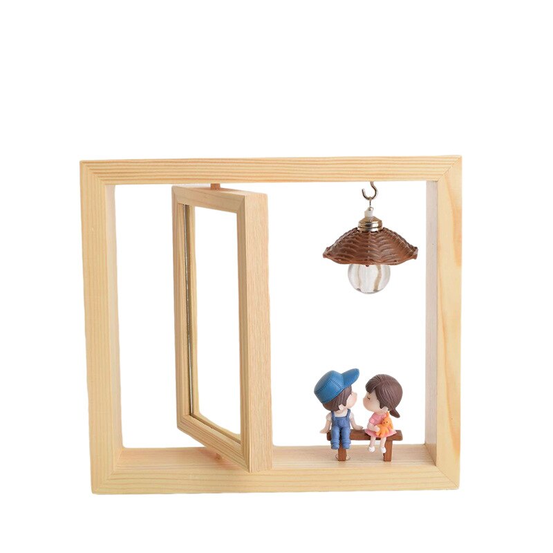 Wooden Rotating Photo Frame 6-Inch Pine Photo Frame Table Setting Double-Sided Rotating Couple Photo Frame Decoration