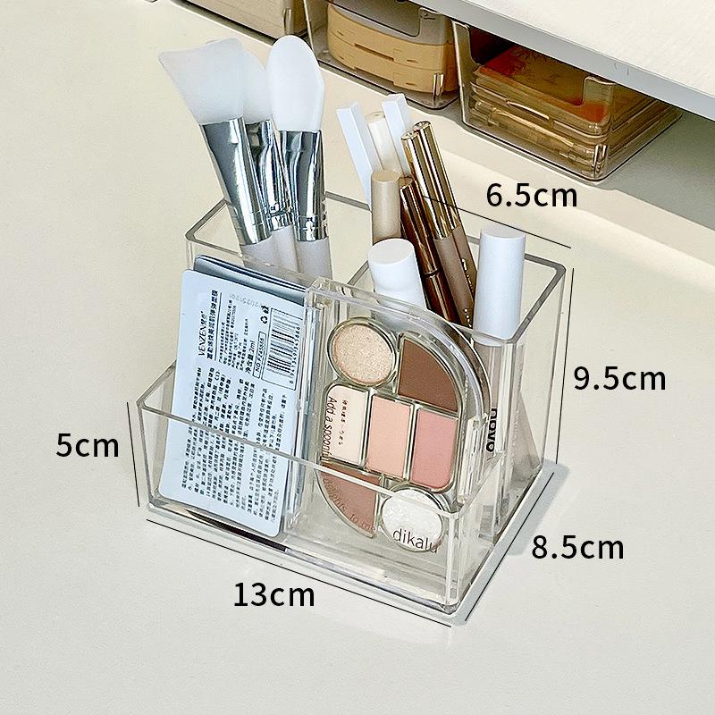 Organizador de maquillaje de lujo, caja de almacenamiento de brochas de maquillaje para baño de escritorio, caja de bolígrafos de oficina, organizador de brochas de maquillaje, caja de almacenamiento de lápiz labial: Amarillo claro