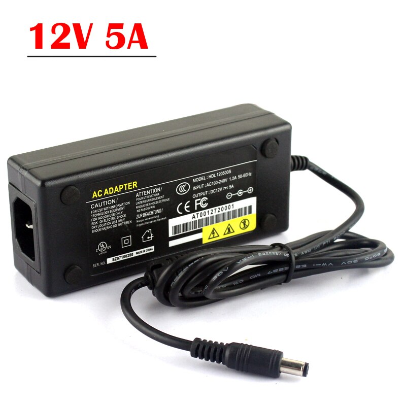DC 12V 5A Power Supply Adapter + 1 to 4 Port Split Power Cable for CCTV Security Camera DVR Analog AHD TVI CVI camera DVR System