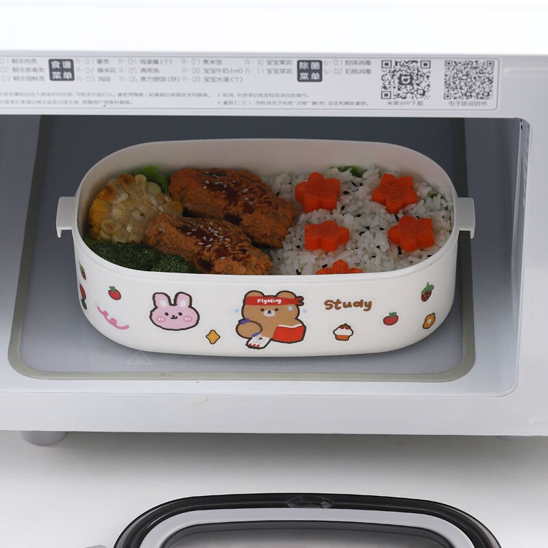 Japanese Kawaii Lunch Box Container Double Layer Lunch Bento Container with Cover Compartments Storage Breakfast Boxe