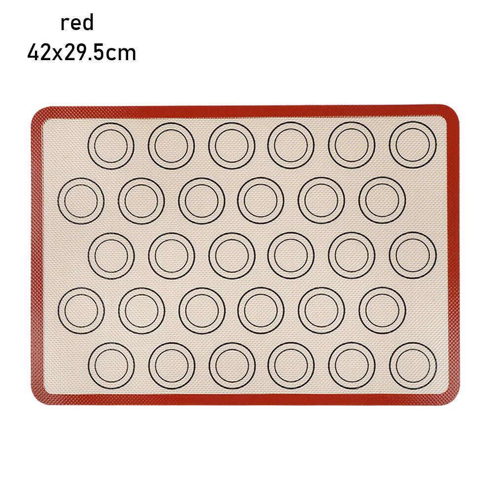 DIY Baking Pastry Silicone Mat For Cookie Bread Biscuits Puff Nonstick Baking Heat Resistant Mat Oven Sheet Liner Kitchen Tools: 42x29.5cm	red