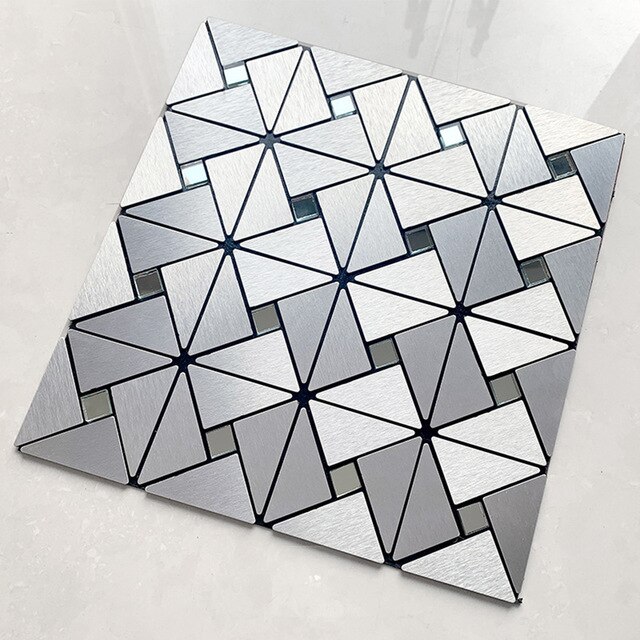 Mosaïque aluminium dosseret carrelage mural peler et coller cuisine plancher en bois arrière-plans douche -né enfants Phot: Silver