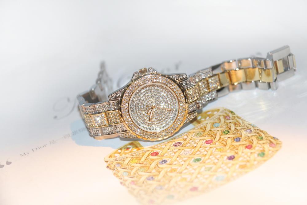 Luxe Vrouwen Strass Horloges Goud Zilver Horloge Dames Quartz Horloges Valentijn Cadeau