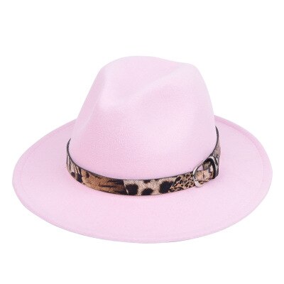 Vidvinkel mænd & kvinder outback hat panama jazz hat filt fedora hatte cowboy hat: Lyserød