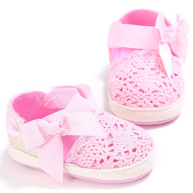 Belle enfant en bas âge princesse premiers marcheurs bébé filles enfant Prewalker chaussures à semelle souple robe à nœud chaussures à tricoter bébé chaussures