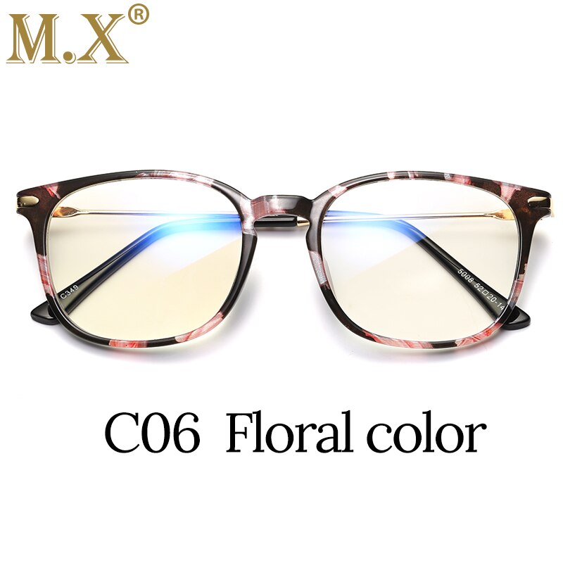 MX Brand TR90 Anti Blue Light Goggles Reading Glasses Protection Eyewear Titanium Frame Computer Gaming Glasses For Women Men: Flower color
