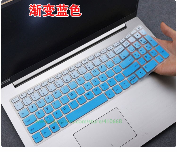 Silcone laptop notebook tastatur cover beskytter til lenovo yoga  c740 (15) c740-15 iml  c 740 15 iml 15.6 tommer med numeriske taster: Gradvis blå