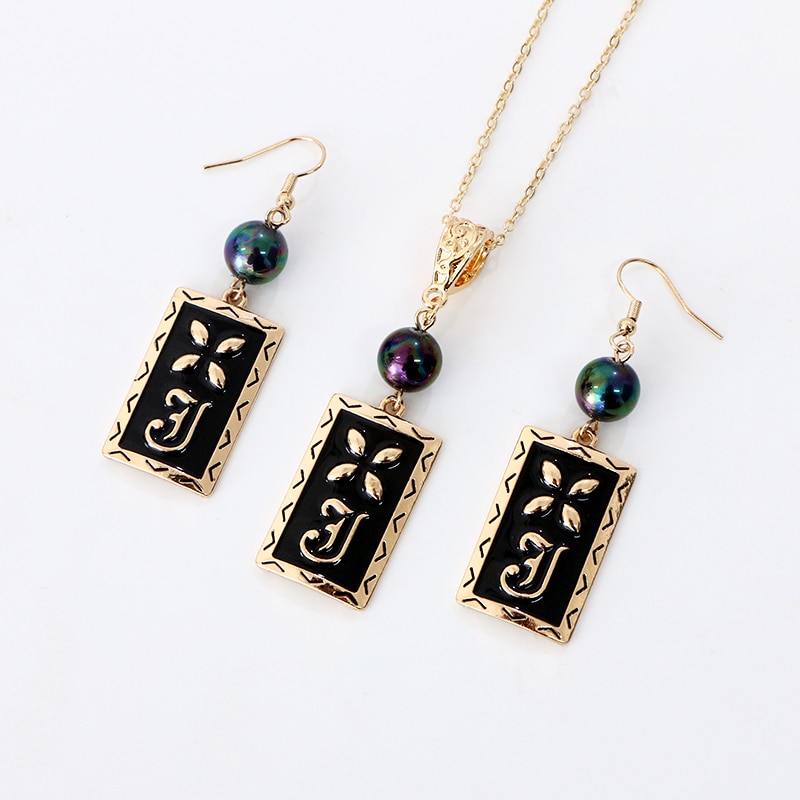 Say Hello Polynesian Hawaiian Samoa Marshall Style Glass Bead Pearl Mauna Kea Tribal Necklace Earrings Jewelry Set GJZ376