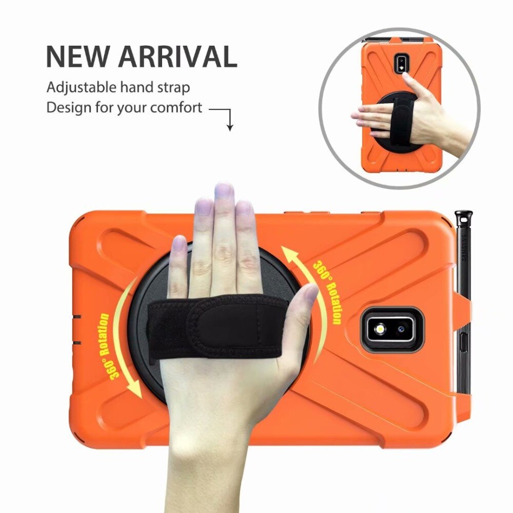 360 Degree Case for Samsung Galaxy Tab Active 2 8.0 T390 T395 SM-T395 tablet Silicone Hard Cover+Neck Strap &amp; Hand Strap +pen