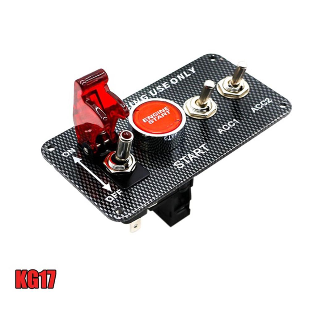 12V 30A Ignition Switch Panel for Racing Car Engine Start Push Button Indicator and Cable Carbon Fiber Car Switch: KG17